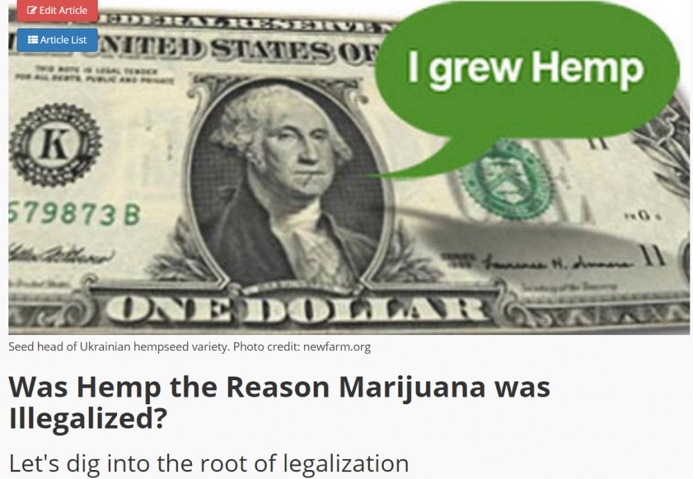 WAS HEMP MADE ILLEGAL BECAUSE OF WEED